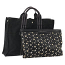 Jimmy Choo Tote Bag Leather Canvas 2 Set Black Gray Auth BA11842-1