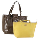 Salvatore Ferragamo Bag Leather Patent leather 2 Set Brown Yellow Auth BA11843-1