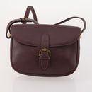 CARTIER Must Line Shoulder Bag Leather 2 Set Bordeaux Gold Auth BA11844-10