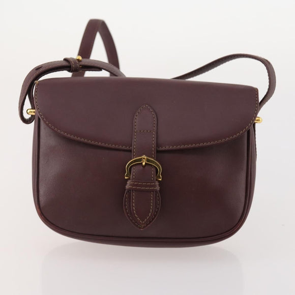 CARTIER Must Line Shoulder Bag Leather 2 Set Bordeaux Gold Auth BA11844