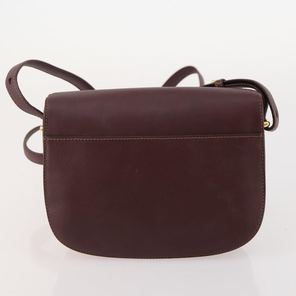 CARTIER Must Line Shoulder Bag Leather 2 Set Bordeaux Gold Auth BA11844