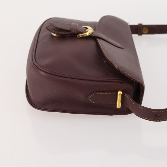 CARTIER Must Line Shoulder Bag Leather 2 Set Bordeaux Gold Auth BA11844