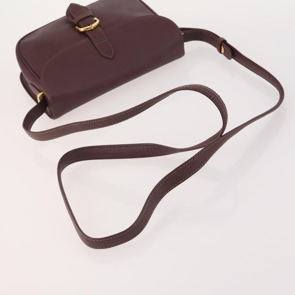 CARTIER Must Line Shoulder Bag Leather 2 Set Bordeaux Gold Auth BA11844