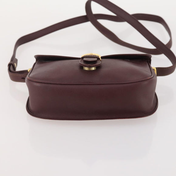 CARTIER Must Line Shoulder Bag Leather 2 Set Bordeaux Gold Auth BA11844