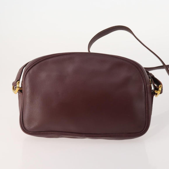 CARTIER Must Line Shoulder Bag Leather 2 Set Bordeaux Gold Auth BA11844