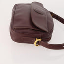 CARTIER Must Line Shoulder Bag Leather 2 Set Bordeaux Gold Auth BA11844-4