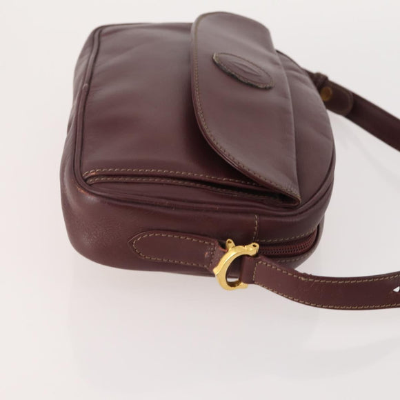 CARTIER Must Line Shoulder Bag Leather 2 Set Bordeaux Gold Auth BA11844