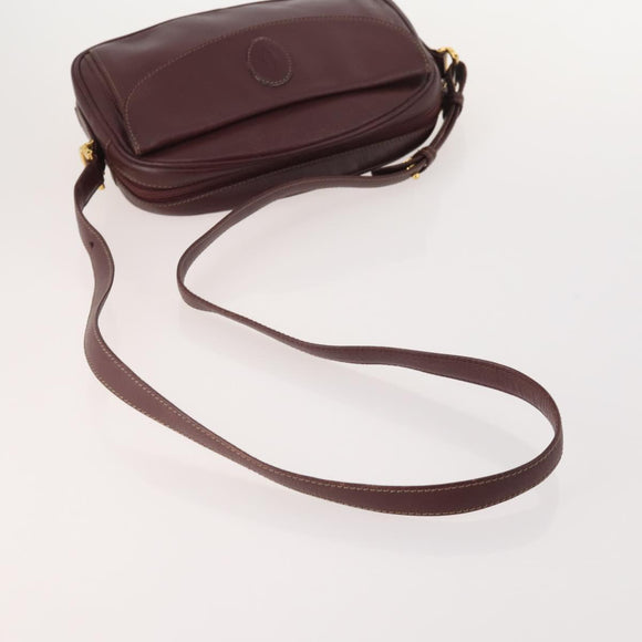 CARTIER Must Line Shoulder Bag Leather 2 Set Bordeaux Gold Auth BA11844