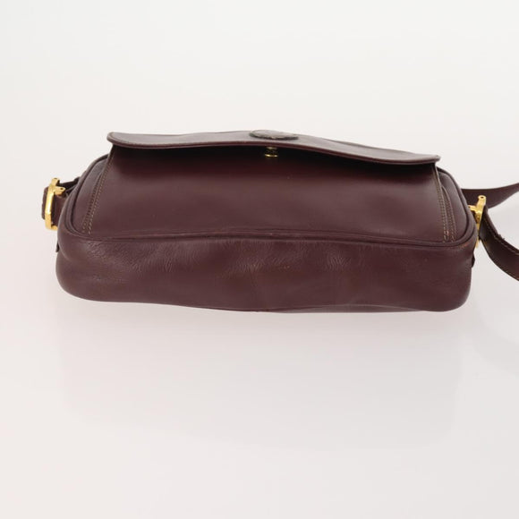 CARTIER Must Line Shoulder Bag Leather 2 Set Bordeaux Gold Auth BA11844