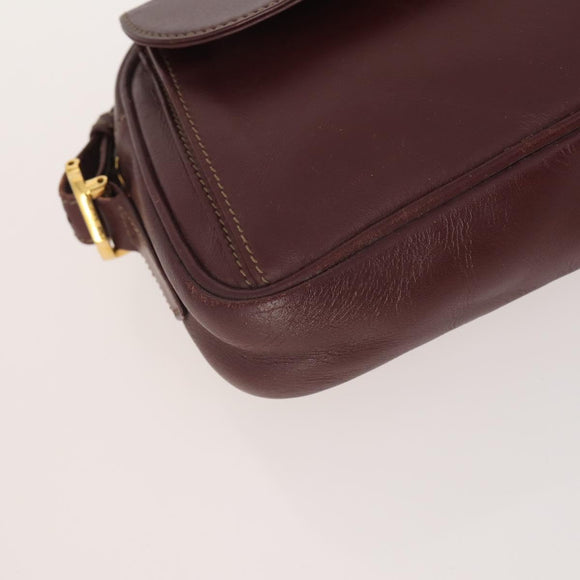 CARTIER Must Line Shoulder Bag Leather 2 Set Bordeaux Gold Auth BA11844