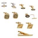 Christian Dior Tie Pin Cuffs metal 4 Set Gold Tone Auth BA11846-1
