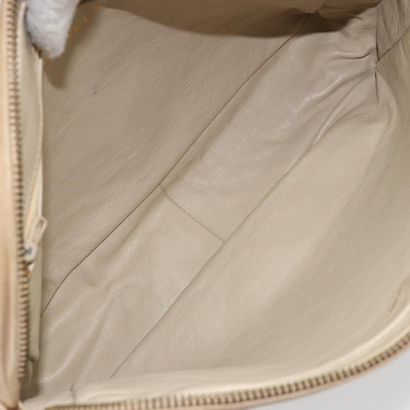 CHANEL Matelasse Chain Shoulder Bag Lamb Skin Beige Gold CC Auth BA11860