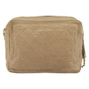 CHANEL Matelasse Chain Shoulder Bag Lamb Skin Beige Gold CC Auth BA11860-2