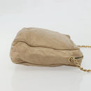 CHANEL Matelasse Chain Shoulder Bag Lamb Skin Beige Gold CC Auth BA11860-3