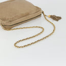 CHANEL Matelasse Chain Shoulder Bag Lamb Skin Beige Gold CC Auth BA11860-7