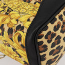 Gianni Versace Vanity Hand Bag PVC Yellow Gold Auth BA11862-10