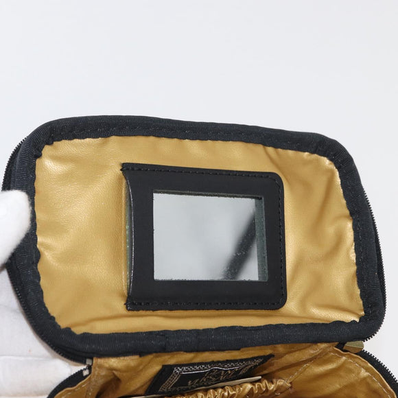 Gianni Versace Vanity Hand Bag PVC Yellow Gold Auth BA11862