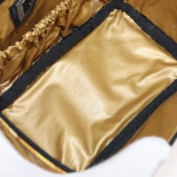 Gianni Versace Vanity Handtasche PVC Gelbgold Auth BA11862