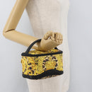 Gianni Versace Vanity Hand Bag PVC Yellow Gold Auth BA11862-21