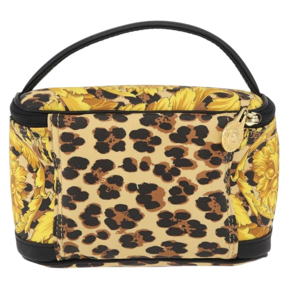 Gianni Versace Vanity Hand Bag PVC Yellow Gold Auth BA11862