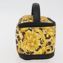 Gianni Versace Vanity Hand Bag PVC Yellow Gold Auth BA11862-5