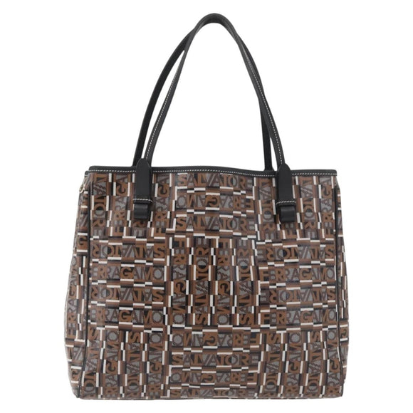 Salvatore Ferragamo Tote Bag PVC Brown Auth BA11865