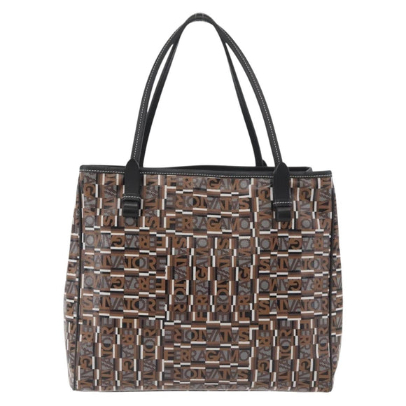 Salvatore Ferragamo Tote Bag PVC Brown Auth BA11865