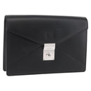 LOEWE Anagram Clutch Bag Leather Black Silver Auth BA11869-1