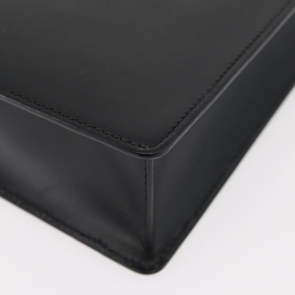 LOEWE Anagram Clutch Bag Leather Black Silver Auth BA11869