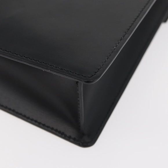 LOEWE Anagram Clutch Bag Leather Black Silver Auth BA11869