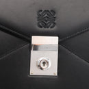 LOEWE Anagram Clutch Bag Leather Black Silver Auth BA11869-9