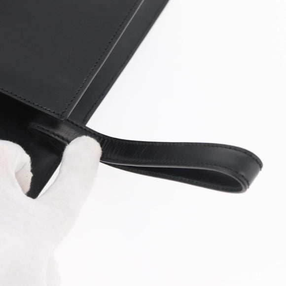 LOEWE Anagram Clutch Bag Leather Black Silver Auth BA11869