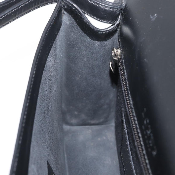 LOEWE Anagram Clutch Bag Leather Black Silver Auth BA11869