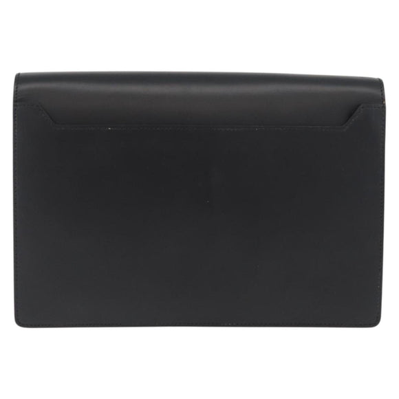 LOEWE Anagram Clutch Bag Leather Black Silver Auth BA11869