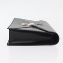 LOEWE Anagram Clutch Bag Leather Black Silver Auth BA11869-3