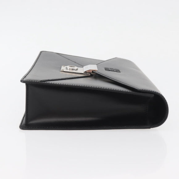 LOEWE Anagram Clutch Bag Leather Black Silver Auth BA11869