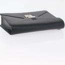 LOEWE Anagram Clutch Bag Leather Black Silver Auth BA11869-5