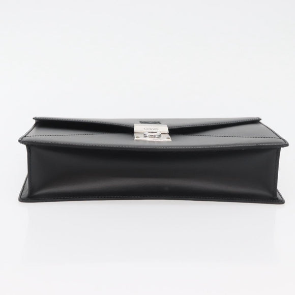 LOEWE Anagram Clutch Bag Leather Black Silver Auth BA11869