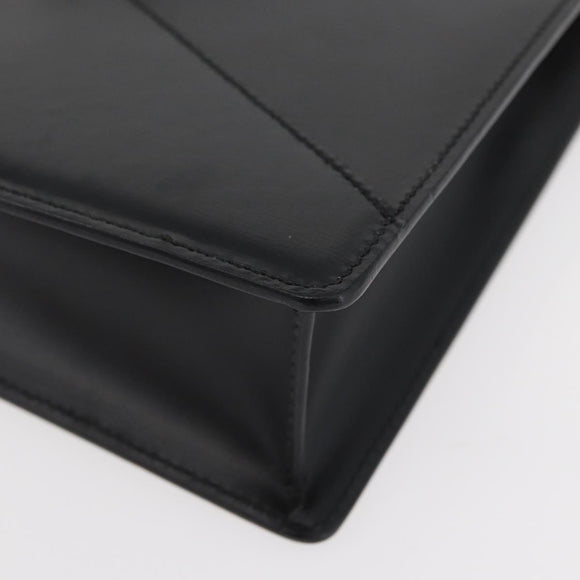 LOEWE Anagram Clutch Bag Leather Black Silver Auth BA11869