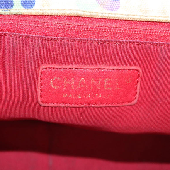 CHANEL Tote Bag Canvas White CC Auth BA1187