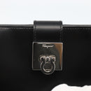 Salvatore Ferragamo Gancini Long Wallet Leather Black Silver Auth BA11875A-18