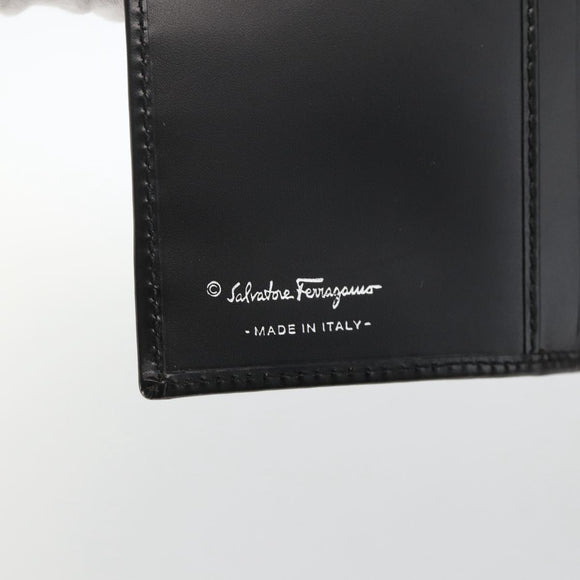 Salvatore Ferragamo Gancini Long Wallet Leather Black Silver Auth BA11875A
