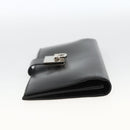 Salvatore Ferragamo Gancini Long Wallet Leather Black Silver Auth BA11875A-3
