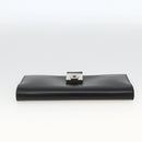 Salvatore Ferragamo Gancini Long Wallet Leather Black Silver Auth BA11875A-6