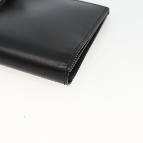 Salvatore Ferragamo Gancini Long Wallet Leather Black Silver Auth BA11875A