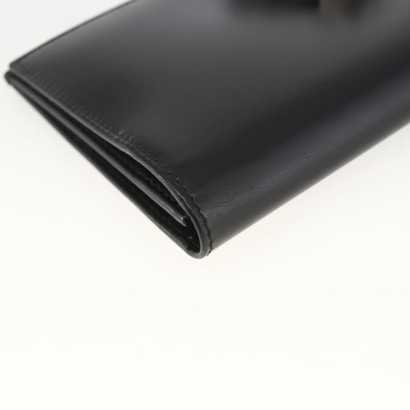 Salvatore Ferragamo Gancini Long Wallet Leather Black Silver Auth BA11875A
