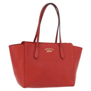 GUCCI Swing Tote Bag Leather Red Gold 354408 Auth BA11880A-1