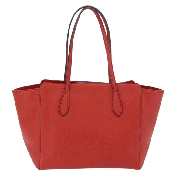 GUCCI Swing Tote Bag Leather Red Gold 354408 Auth BA11880A
