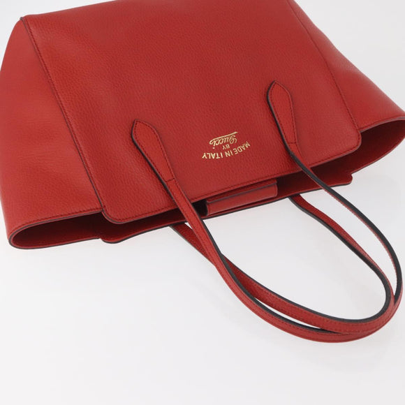 GUCCI Swing Tote Bag Leather Red Gold 354408 Auth BA11880A