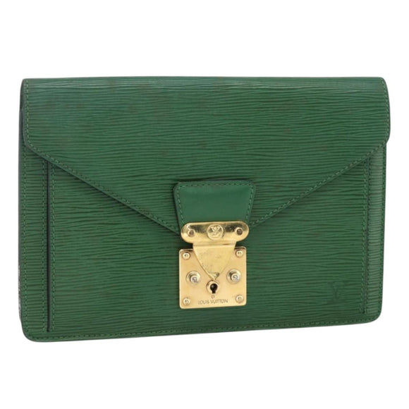 LOUIS VUITTON Epi Serie Dragonne Clutch Bag Green LV Auth BA11887